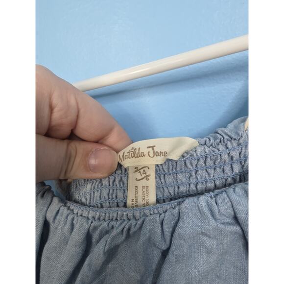 Matilda Jane Romper Girls 14 Blue Chambray Ruffles Beachy Boho Play Suit - Picture 4 of 5